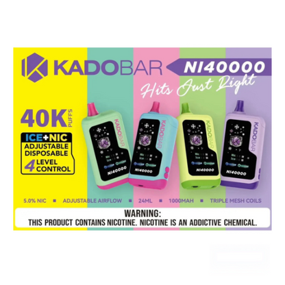 Best Deal KadoBar NI40000 Ice + Nicotine Control Disposable Vape 24mL 5 Pack 