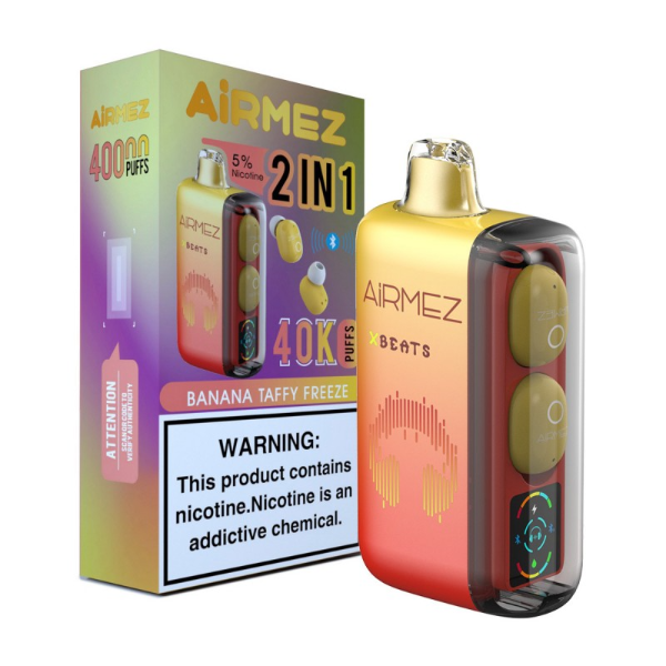 Best Deal AirMez X-Beats 40,000 Puffs Disposable Vape 20mL 5 Pack - Banana Taffy Freeze