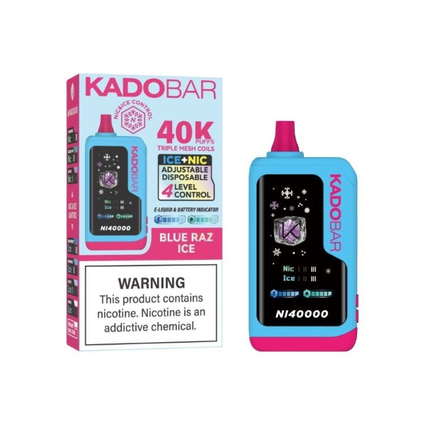 Best Deal KadoBar NI40000 Ice + Nicotine Control Disposable Vape 24mL 5 Pack - Blue Razz Ice