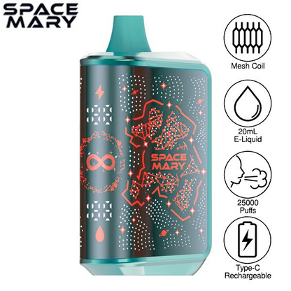 Best Deal Space Mary MA25000 Disposable Vape 20mL 5 Pack - Cool Mint