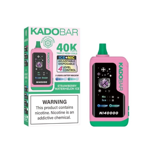 Best Deal KadoBar NI40000 Ice + Nicotine Control Disposable Vape 24mL 5 Pack - Strawberry Watermelon Ice