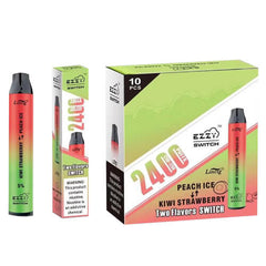 Ezzy Switch - 2-in-1 Disposable Vape Device - Kiwi Strawberry + Peach Ice (10 Pack)