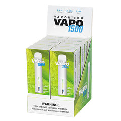 Vaportech Vapo 1500 - Disposable Vape Device - Case of Lemon Lime (10 Pack)